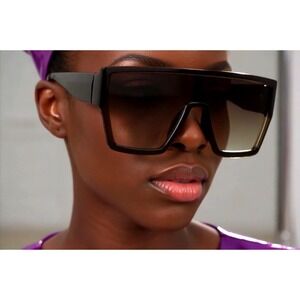 Oversized Square Sunglasses Brown Gradient Lens Fashion Sun Glasses Shield Women